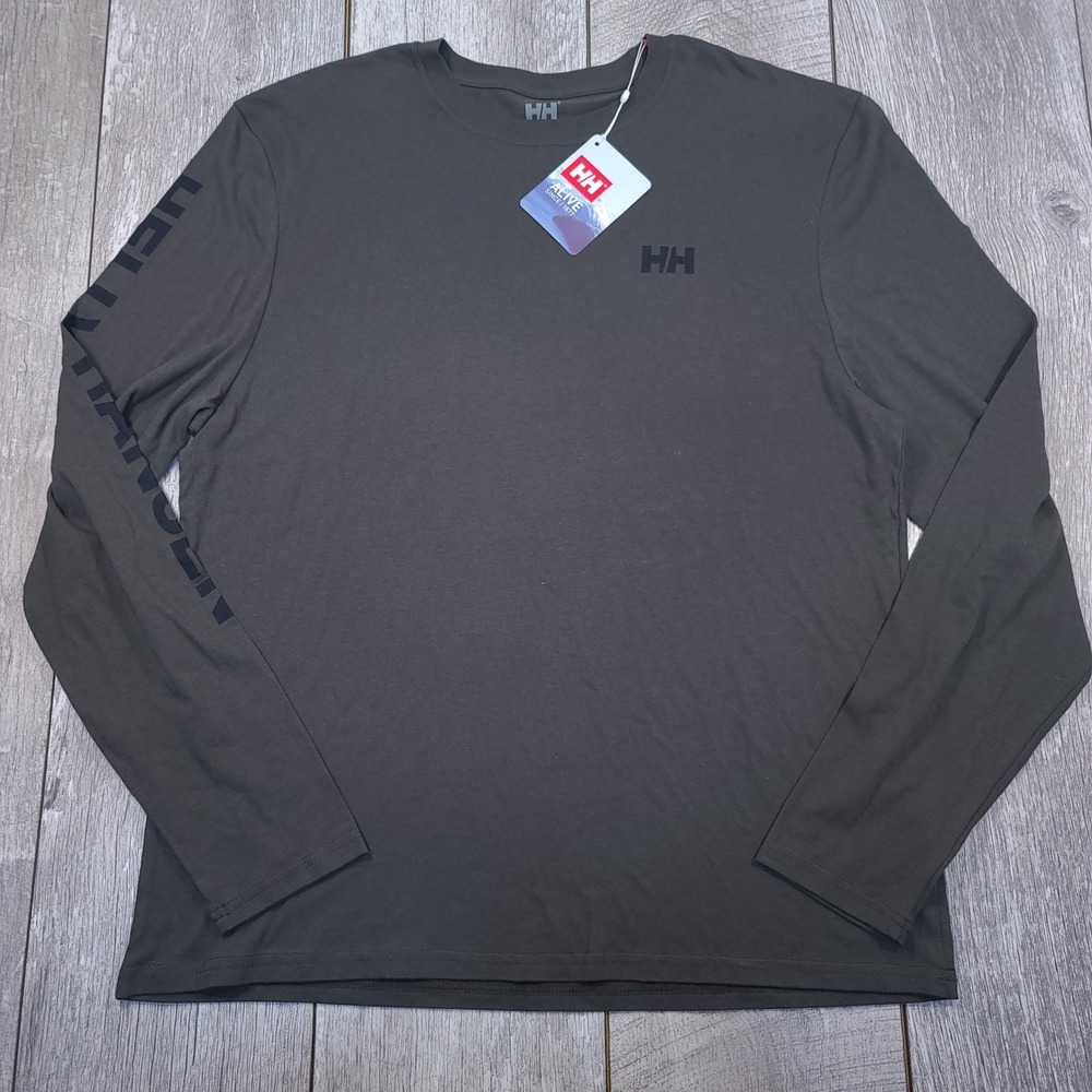 Helly Hansen Long Sleeve T-Shirt Mens XL Beluga Grey Squamish Graphic 33882